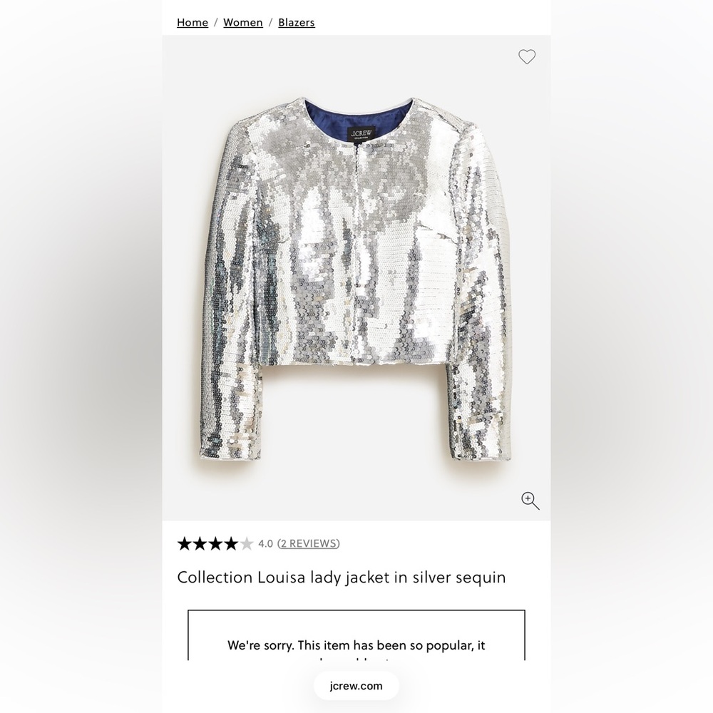 NWOT J. Crew Collection Crop Fit Jacket